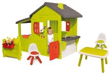 Kerti játszóházak bútorral  - Házikó Kertész Neo Floralie Smoby csengővel, kéménnyel és előkert asztallal és két kisszékkel_27