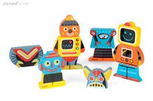 Puzzle pre najmenších - Drevené magnetické figúrky Robots Funny Magnet Janod 4 ks od 18 mes_4