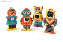 Puzzle pro nejmenší - Dřevěné magnetické figurky Robots Funny Magnet Janod 4 ks od 18 měsíců_2