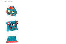 Puzzle pre najmenších - Drevené magnetické figúrky Robots Funny Magnet Janod 4 ks od 18 mes_3
