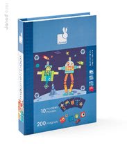 Magnetky pre deti - Magnetická kniha Large Magneti'Book Mosaic Robots Janod od 6 rokov_0
