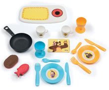 Egyszerű játékkonyhák - Mása és a medve konyhácska bőröndben Smoby sült élelmiszerekkel evőeszközökkel és 17 kiegészítővel_0