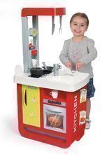Kuchyňky pro děti sety - Set elektronická kuchyňka Bon Appetit Red&Green Smoby se zvuky a čajová souprava na tácku_4
