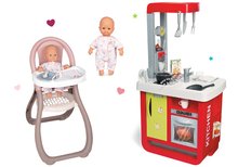 Kuchynky pre deti sety - Set kuchynka Cherry Special Smoby so zvukmi, jedálenská stolička s bábikou 32 cm Baby Nurse_0