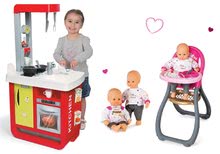 Kuchyňky pro děti sety - Set kuchyňka Cherry Special Smoby se zvuky, jídelní židle s panenkou 32 cm Baby Nurse_32