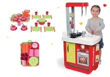 Spielküchensets - Set elektronische Küche Bon Appetit Red & Green Smoby mit Sounds und Teeservice auf einem Tablett_13