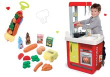 Kuchyňky pro děti sety - Set kuchyňka Cherry Special Smoby se zvuky a kávovarem a potraviny v síťce_14