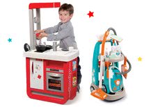 Bucătărie pentru copii seturi - Set bucătărie electronică de jucărie Bon Appetit cu aparat de cafea Smoby și cărucior de curățenie cu aspirator Vacuum Cleaner cu sunete_18