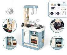 Elektronische Spielküchen - Spielküche mit Sound Bon Appetit Kitchen Grey Smoby mit Backofen und Kühlschrank mit 23 Zubehörteilen_0