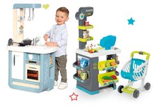 Kuhinje za otroke kompleti - Komplet kuhinja z zvokom Bon Appetit Kitchen Grey Smoby s trgovino z živili in elektronskim skenerjem_25