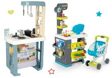 Spielküchensets - Set Spielküche mit Sound Bon Appetit Kitchen Grey Smoby mit Lebensmittelgeschäft und elektronischer Registrierkasse_4
