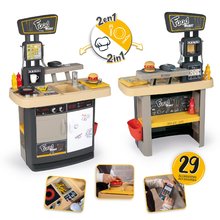 Bucătării electronice de jucărie - Restaurant cu bucătărie Food Corner Smoby cu două fețe cu terminal și distribuitor de băuturi 29 de accesorii_2