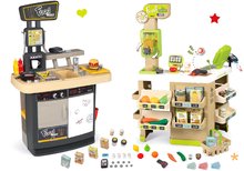Kuchyňky pro děti sety - Set restaurace s kuchyňkou Food Corner Smoby oboustranná s obchodem Ovoce-Zelenina Organic Fresh Market_0