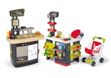 Spielküchensets - Set Restaurant mit Spielküche Food Corner Smoby doppelseitig und Lebensmittelladen und elektronische Registrierkasse_46