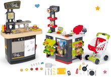 Kuchyňky pro děti sety - Set restaurace s kuchyňkou Food Corner Smoby oboustranná a obchod s potravinami a elektronickým skenerem_51