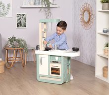 Elektronické kuchynky - Kuchynka so zvukmi Cherry Kitchen Green Smoby s jedálenským stolom rúrou a chladnička s 25 doplnkami_15