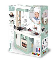 Elektronické kuchynky - Kuchynka so zvukmi Cherry Kitchen Green Smoby s jedálenským stolom rúrou a chladnička s 25 doplnkami_22