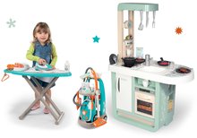 Kuhinje za otroke kompleti - Komplet kuhinja z zvoki Cherry Kitchen Green Smoby in čistilni voziček s sesalnikom in likalno desko_31