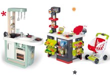 Játékkonyha szettek - Szett játékkonyha hanggal Cherry Kitchen Green Smoby és elektronikus szupermarket bevásárlókocsival_21