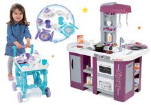Kuchyňky pro děti sety - Set kuchyňka Tefal Studio XL Smoby s myčkou nádobí a lednicí a čajová souprava Frozen na servírovacím vozíku_15
