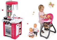 Kuhinje za otroke kompleti - Komplet kuhinja Tefal Studio Smoby z zvoki in stolček za hranjenje Baby Nurse z dojenčkom iz Zlate edicije_16