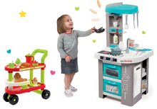 Kuchyňky pro děti sety - Set kuchyňka elektronická Tefal Studio Bubble Smoby s magickým bubláním a zeleninový Bio stánek a vozík s čajovou soupravou_43
