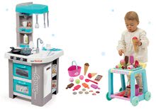 Kuhinje za otroke kompleti - Komplet kuhinja Tefal Studio Bubble Smoby turkizna elektronska s čarobnimi mehurčki in servirni voziček Frozen_20
