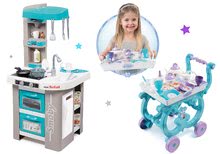 Kuchyňky pro děti sety - Set kuchyňka Tefal Studio Bubble Smoby tyrkysová elektronická s magickým bubláním a servírovací vozík Frozen_19