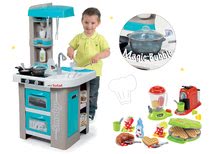 Kuchyňky pro děti sety - Set kuchyňka Tefal Studio Bubble Smoby tyrkysová elektronická s magickým bubláním a vaflovač s mixérem, kávovarem a vaflemi_9
