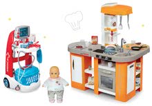 Kuhinje za djecu setovi - Set elektronička kuhinja Tefal Studio XL Smoby s čarobnim mjehurićima i liječnička kolica sa zvukom i lutkom_20