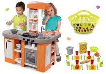 Set de cuisine Tefal Studio XL Smoby avec des sons et un réfrigérateur et un panier avec de la vaisselle 100% Chef