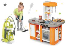 Kuchyňky pro děti sety - Set kuchyňka elektronická Tefal Studio XL Smoby s magickým bubláním, úklidový vozík s vysavačem_23