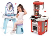 Bucătărie pentru copii seturi - Set bucătărie electronică de jucărie Tefal Studio 360° Smoby și masă cosmetică Prințese 2in1 cu scăunel_35