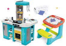 Kuhinje za otroke kompleti - Komplet elektronska kuhinja Tefal Studio 360° XL Bubble Smoby in klop za risanje Magic Desk Riši in briši_38