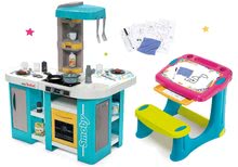 Kuchyňky pro děti sety - Set kuchyňka elektronická Tefal Studio 360° XL Bubble Smoby a lavice na kreslení Magic Desk Kresli a smaž_39