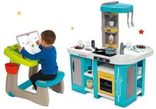 Kuchynky pre deti sety - Set kuchynka elektronická Tefal Studio 360° XL Bubble Smoby a lavica na kreslenie a magnetky Little Pupils_42
