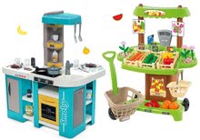Bucătărie pentru copii seturi - Set bucătărie de jucărie electronică Tefal Studio 360° XL Bubble Smoby și stand de legume Bio cu cărucior Organic Market_31