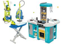 Bucătărie pentru copii seturi - Set bucătărie de jucărie electronică Tefal Studio 360° XL Bubble Smoby și căruciror de curățenie cu aspirator și masă de călcat_35