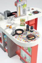 Bucătărie pentru copii seturi - Set bucătărie electronică de jucărie Tefal Studio 360° XXL Bubble Smoby de culoare morcovului și alimente cu hamburgeri pe tavă_1