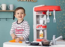 Bucătărie pentru copii seturi - Set bucătărie electronică de jucărie Tefal Studio 360° XXL Bubble Smoby de culoare morcovului și alimente cu hamburgeri pe tavă_25