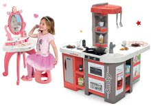 Bucătărie pentru copii seturi - Set bucătărie electronică de jucărie Tefal Studio 360° XXL Bubble Smoby de culoarea morcovului și masă cosmetică 2în1 Prințese_43