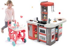 Bucătărie pentru copii seturi - Set bucătărie electronică de jucărie Tefal Studio 360° XXL Bubble Smoby de culoarea morcovului și cărucior de servit Prințese XL Tea Trolley_43