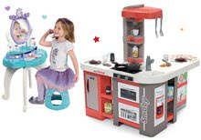 Kuchyňky pro děti sety - Set kuchyňka elektronická Tefal Studio 360° XXL Bubble Smoby mrkvová a kosmetický stolek 2v1 Frozen Disney se židlí_39