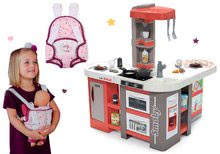 Cucine per bambini set - Set cucina elettronica Tefal Studio 360° XXL Bubble Smoby colore carota e marsupio portabambole Baby Carrier per bambola di 42 cm_41