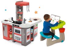 Kuhinje za djecu setovi - Set elektronička kuhinja Tefal Studio 360° XXL Bubble Smoby u boji mrkve i klupa za crtanje i magnetići Little Pupils s obostranom pločom_43