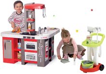 Kuchyňky pro děti sety - Set kuchyňka elektronická Tefal Studio 360° XXL Bubble Smoby mrkvová a úklidový vozík s koštětem jako dárek_37