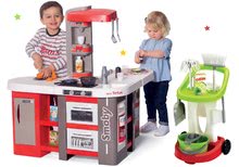 Kuchyňky pro děti sety - Set kuchyňka elektronická Tefal Studio 360° XXL Bubble Smoby mrkvová a úklidový vozík s koštětem jako dárek_36