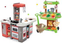 Bucătărie pentru copii seturi - Set bucătărie electronică de jucărie Tefal Studio 360° XXL Bubble Smoby de culoarea morcovului și stand de legume Bio Organic cu cărucior_38