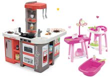 Kuchyňky pro děti sety - Set kuchyňka elektronická Tefal Studio 360° XXL Bubble Smoby mrkvová a pečovatelská sada pro panenku Nursery 3v1_38