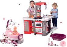 Bucătărie pentru copii seturi - Set bucătărie electronică de jucărie Tefal Studio 360° XXL Bubble Smoby de culoarea morcovului și centru electronic de bebe Violette Baby Nurse cu vană mică_48